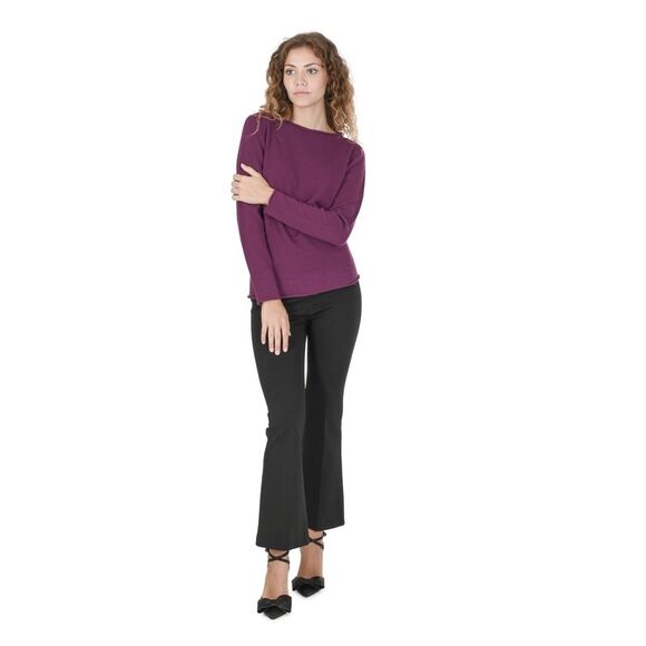 Crown of Edinburgh Cashmere Boat Neck Cashmere Sweater Women Purple Sweaters - Picture 3 of 7
